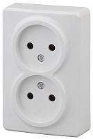 Розетка без заземления накладная Эра Эксперт 2-м. белый картинка